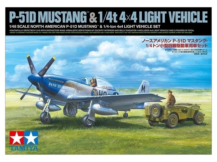 1/48 US P-51D Mustang & 1/4 ton 4x4 Veiculo Leve