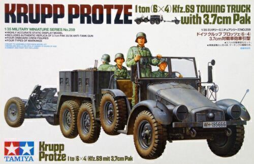 1/35 alemão Krupp Protze 3,7 cm tipo rebocado de arma antitanque